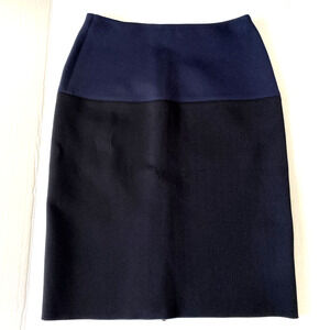 Lanvin River 2014 Pencil Skirt Straight Scuba Colorblock Black Navy Back…